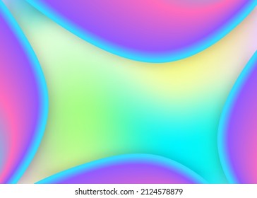 Fluid shape. Vivid gradient mesh. Round report, presentation template. Holographic 3d backdrop with modern trendy blend. Fluid shape background with liquid dynamic elements.