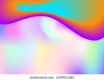 Fluid shape. Vivid gradient mesh. Holographic 3d backdrop with modern trendy blend. Round card, book frame. Fluid shape background with liquid dynamic elements.