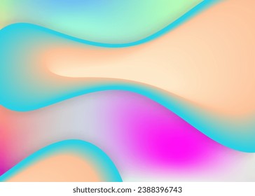 Fluid shape. Vivid gradient mesh. Neon presentation, banner template. Holographic 3d backdrop with modern trendy blend. Fluid shape background with liquid dynamic elements.