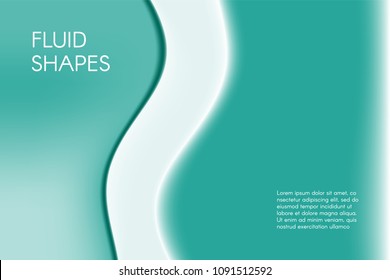 Fluid Shapes with 3D Effect. Abstract Wavy Background in Modern Style. Composition with Gradient Mesh. Liquid Forms. Abstract Fluid Shapes for Wallpaper, Web Design, Brochure, Visit Card.