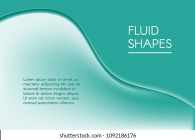 Fluid Shapes with 3D Effect. Abstract Wavy Background in Modern Style. Composition with Gradient Mesh. Liquid Forms. Abstract Fluid Shapes for Wallpaper, Web Design, Brochure, Visit Card.