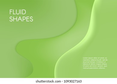 Fluid Shapes with 3D Effect. Abstract Wavy Background in Modern Style. Composition with Gradient Mesh. Liquid Forms. Abstract Fluid Shapes for Wallpaper, Web Design, Brochure, Visit Card.