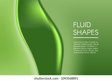 Fluid Shapes with 3D Effect. Abstract Wavy Background in Modern Style. Composition with Gradient Mesh. Liquid Forms. Abstract Fluid Shapes for Wallpaper, Web Design, Brochure, Visit Card.
