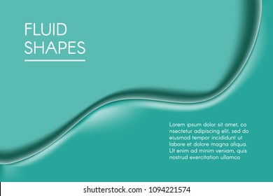 Fluid Shapes with 3D Effect. Abstract Wavy Background in Modern Style. Composition with Gradient Mesh. Liquid Forms. Abstract Fluid Shapes for Wallpaper, Web Design, Brochure, Visit Card.