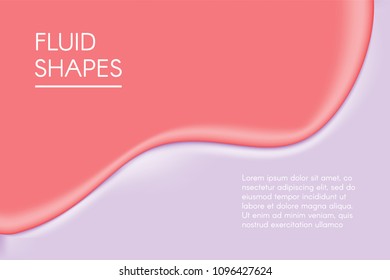 Fluid Shapes with 3D Effect. Abstract Wavy Background in Pastel Color Design. Composition with Gradient Mesh. Liquid Forms. Abstract Fluid Shapes for Wallpaper, Web Design, Brochure, Visit Card.