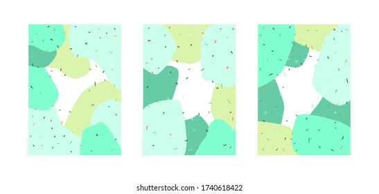 Fluid shapes abstract background. 3 Different abstract backgrounds, Dynamic Fluid shapes compositions, Flat and clean style, Applicable for any graphic works.