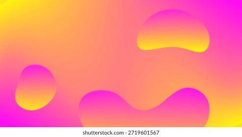Fluid shapes Abstract background on Yellow Pink gradient Copy Space