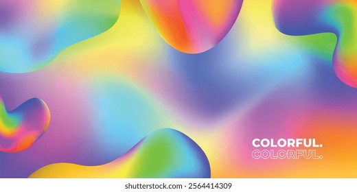 Fluid shapes abstract color gradient background. Colorful gradation backdrop. Vibrant modern fluid graphic element.