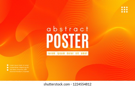 Fluid Shapes Abstract Composition. Gradient Background with Wave Lines. Trendy Web Page Template with Fluid Forms Concept. Poster with Distorted Stripes and 3d Effect. Vector Geometric Template.
