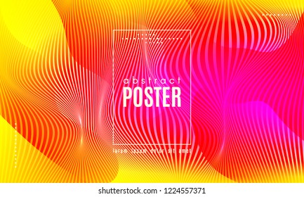 Fluid Shapes Abstract Composition. Gradient Background with Wave Lines. Trendy Web Page Template with Fluid Forms Concept. Poster with Distorted Stripes and 3d Effect. Vector Geometric Template.