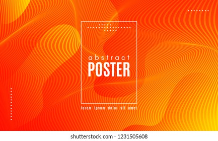 Fluid Shapes Abstract Composition. Gradient Background with Wave Lines. Trendy Web Page Template with Fluid Forms Concept. Poster with Distorted Stripes and 3d Effect. Vector Geometric Template.