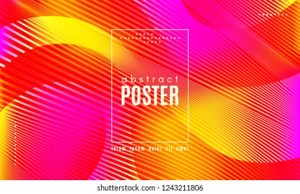 Fluid Shapes Abstract Composition. Gradient Background with Wave Lines. Trendy Web Page Template with Fluid Forms Concept. Poster with Distorted Stripes and 3d Effect. Vector Geometric Template.