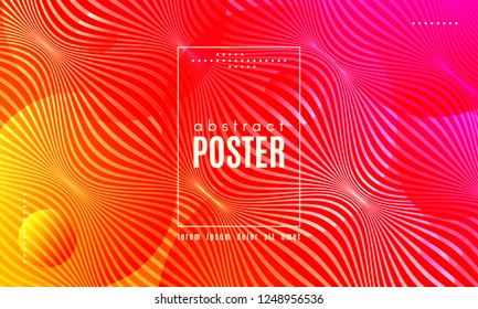Fluid Shapes Abstract Composition. Gradient Background with Wave Lines. Trendy Web Page Template with Fluid Forms Concept. Poster with Distorted Stripes and 3d Effect. Vector Geometric Template.
