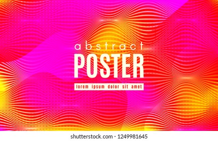 Fluid Shapes Abstract Composition. Gradient Background with Wave Lines. Trendy Web Page Template with Fluid Forms Concept. Poster with Distorted Stripes and 3d Effect. Vector Geometric Template.