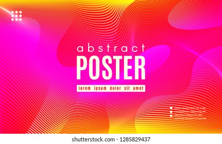 Fluid Shapes Abstract Composition. Gradient Background with Wave Lines. Trendy Web Page Template with Fluid Forms Concept. Poster with Distorted Stripes and 3d Effect. Vector Geometric Template.