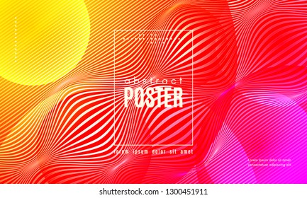 Fluid Shapes Abstract Composition. Gradient Background with Wave Lines. Trendy Web Page Template with Fluid Forms Concept. Poster with Distorted Stripes and 3d Effect. Vector Geometric Template.
