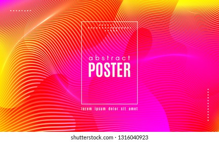 Fluid Shapes Abstract Composition. Gradient Background with Wave Lines. Trendy Web Page Template with Fluid Forms Concept. Poster with Distorted Stripes and 3d Effect. Vector Geometric Template.