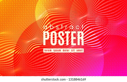 Fluid Shapes Abstract Composition. Gradient Background with Wave Lines. Trendy Web Page Template with Fluid Forms Concept. Poster with Distorted Stripes and 3d Effect. Vector Geometric Template.