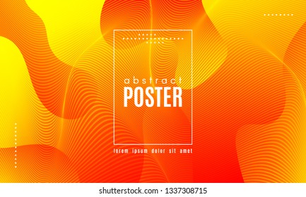 Fluid Shapes Abstract Composition. Gradient Background with Wave Lines. Trendy Web Page Template with Fluid Forms Concept. Poster with Distorted Stripes and 3d Effect. Vector Geometric Template.