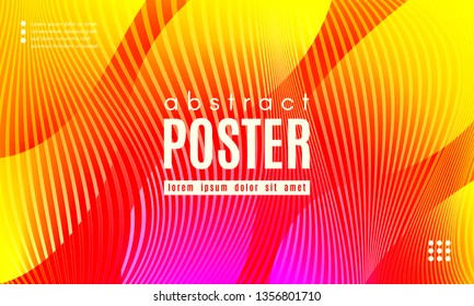 Fluid Shapes Abstract Composition. Gradient Background with Wave Lines. Trendy Web Page Template with Fluid Forms Concept. Poster with Distorted Stripes and 3d Effect. Vector Geometric Template.