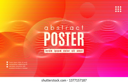Fluid Shapes Abstract Composition. Gradient Background with Wave Lines. Trendy Web Page Template with Fluid Forms Concept. Poster with Distorted Stripes and 3d Effect. Vector Geometric Template.