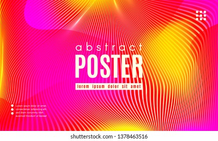 Fluid Shapes Abstract Composition. Gradient Background with Wave Lines. Trendy Web Page Template with Fluid Forms Concept. Poster with Distorted Stripes and 3d Effect. Vector Geometric Template.