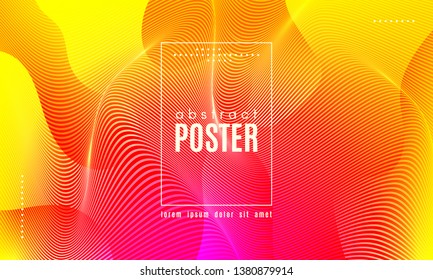Fluid Shapes Abstract Composition. Gradient Background with Wave Lines. Trendy Web Page Template with Fluid Forms Concept. Poster with Distorted Stripes and 3d Effect. Vector Geometric Template.