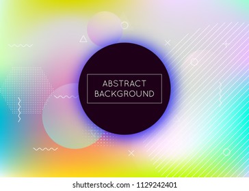 Fluid shapes background with liquid dynamic elements. Holographic bauhaus gradient with memphis. Graphic template for placard, presentation, banner, brochure. Multicolor fluid shapes background.