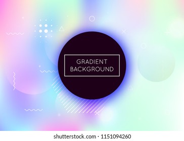 Fluid shapes background with liquid dynamic elements. Holographic bauhaus gradient with memphis. Graphic template for flyer, ui, magazine, poster, banner and app. Iridescent fluid shapes background.