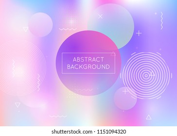 Fluid shapes background with liquid dynamic elements. Holographic bauhaus gradient with memphis. Graphic template for brochure, banner, wallpaper, mobile screen. Vibrant fluid shapes background.