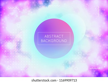 Fluid shapes background with liquid dynamic gradient. Neon bauhaus cover with fluorescent purple. Graphic template for flyer, ui, magazine, poster, banner and app. Hipster fluid shapes background.