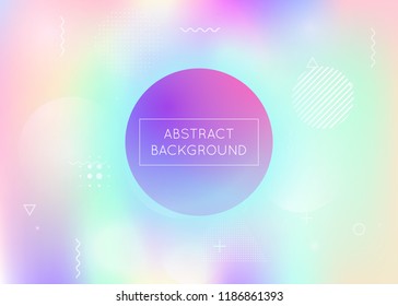 Fluid shapes background with liquid dynamic elements. Holographic bauhaus gradient with memphis. Graphic template for brochure, banner, wallpaper, mobile screen. Retro fluid shapes background.
