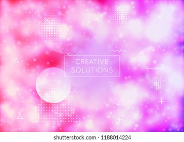 Fluid shapes background with liquid dynamic gradient. Neon bauhaus cover with fluorescent purple. Graphic template for flyer, ui, magazine, poster, banner and app. Shiny fluid shapes background.