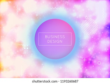 Fluid shapes background with liquid dynamic gradient. Neon bauhaus cover with fluorescent purple. Graphic template for flyer, ui, magazine, poster, banner and app. Refulgent fluid shapes background.