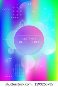 Fluid shapes background with liquid dynamic elements. Holographic bauhaus gradient with memphis. Graphic template for book, annual, mobile interface, web app. Colorful fluid shapes background.