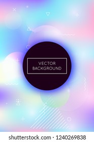 Fluid shapes background with liquid dynamic elements. Holographic bauhaus gradient with memphis. Graphic template for book, annual, mobile interface, web app. Multicolor fluid shapes background.