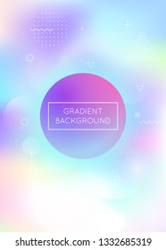 Fluid shapes background with liquid dynamic elements. Holographic bauhaus gradient with memphis. Graphic template for brochure, banner, wallpaper, mobile screen. Trendy fluid shapes background.