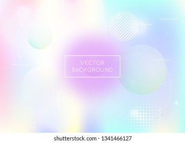 Fluid shapes background with liquid dynamic elements. Holographic bauhaus gradient with memphis. Graphic template for book, annual, mobile interface, web app. Futuristic fluid shapes background.