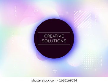 Fluid shapes background with liquid dynamic elements. Holographic bauhaus gradient with memphis. Graphic template for book, annual, mobile interface, web app. Retro fluid shapes background.