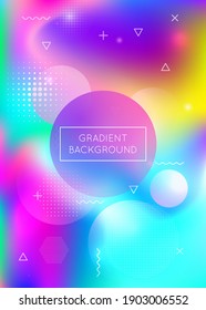 Fluid shapes background with liquid dynamic elements. Holographic bauhaus gradient with memphis. Graphic template for book, annual, mobile interface, web app. Bright fluid shapes background.