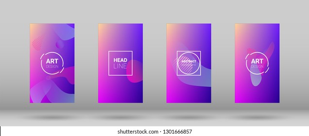 Fluid Shapes. Banner Design Composition. Modern Geometric Pattern. Horizontal Orientation. Set of Gradient Background.