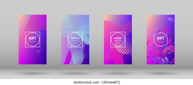 Fluid Shapes. Banner Design Composition. Modern Geometric Pattern. Horizontal Orientation. Set of Colorfull Background.