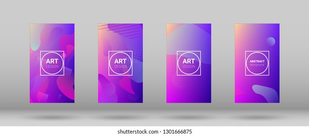 Fluid Shapes. Banner Design Composition. Modern Geometric Pattern. Horizontal Orientation. Set of Gradient Background.