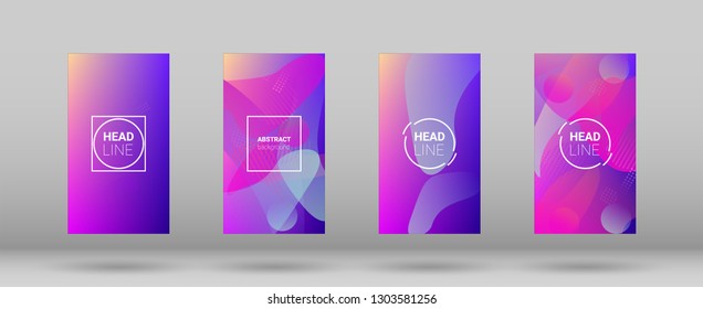 Fluid Shapes. Banner Design Composition. Horizontal Orientation. Modern Geometric Pattern. Set of Gradient Background.