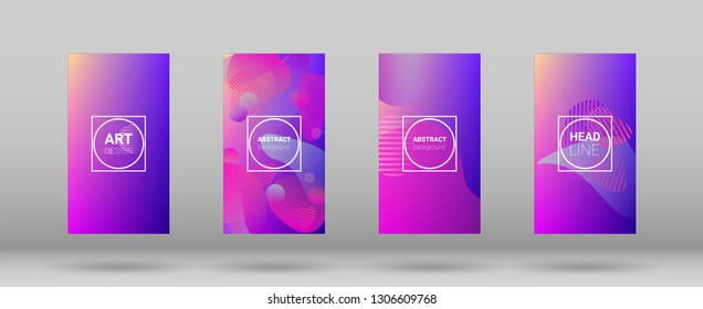 Fluid Shapes. Banner Design Composition. Modern Geometric Pattern. Horizontal Orientation. Set of Gradient Background.