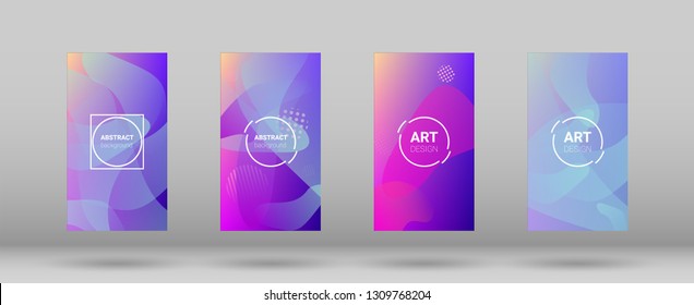 Fluid Shapes. Banner Design Composition. Modern Geometric Pattern. Horizontal Orientation. Set of Colorfull Background.