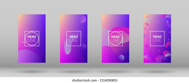 Fluid Shapes. Banner Design Composition. Modern Geometric Pattern. Horizontal Orientation. Set of Gradient Background.