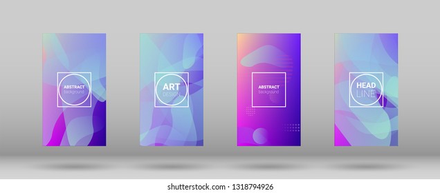Fluid Shapes. Banner Design Composition. Modern Geometric Pattern. Horizontal Orientation. Set of Colorfull Background.