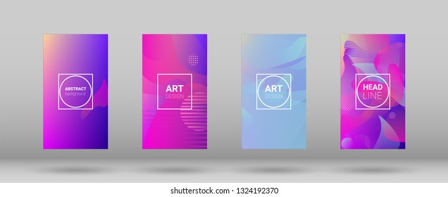 Fluid Shapes. Banner Design Composition. Horizontal Orientation. Modern Geometric Pattern. Set of Gradient Background.