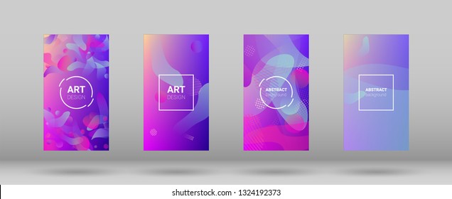 Fluid Shapes. Banner Design Composition. Horizontal Orientation. Modern Geometric Pattern. Set of Colorfull Background.